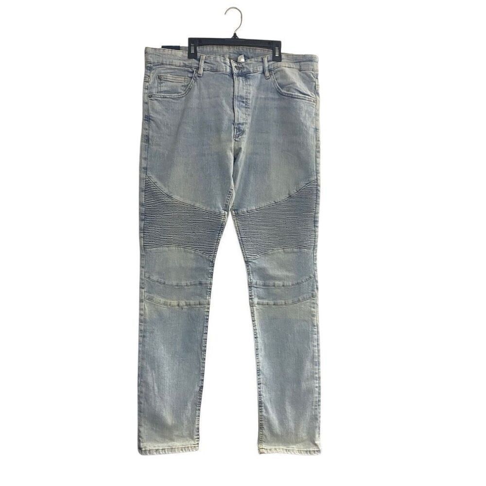 H&M DIVIDED Men’s Biker Style Distressed Faded Light Wash Jeans Sz 38 SEE DESCRI